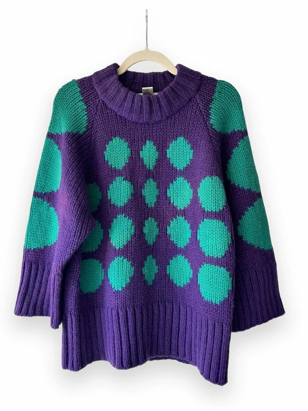 susann d Purple Green Geometric Knit Sweater